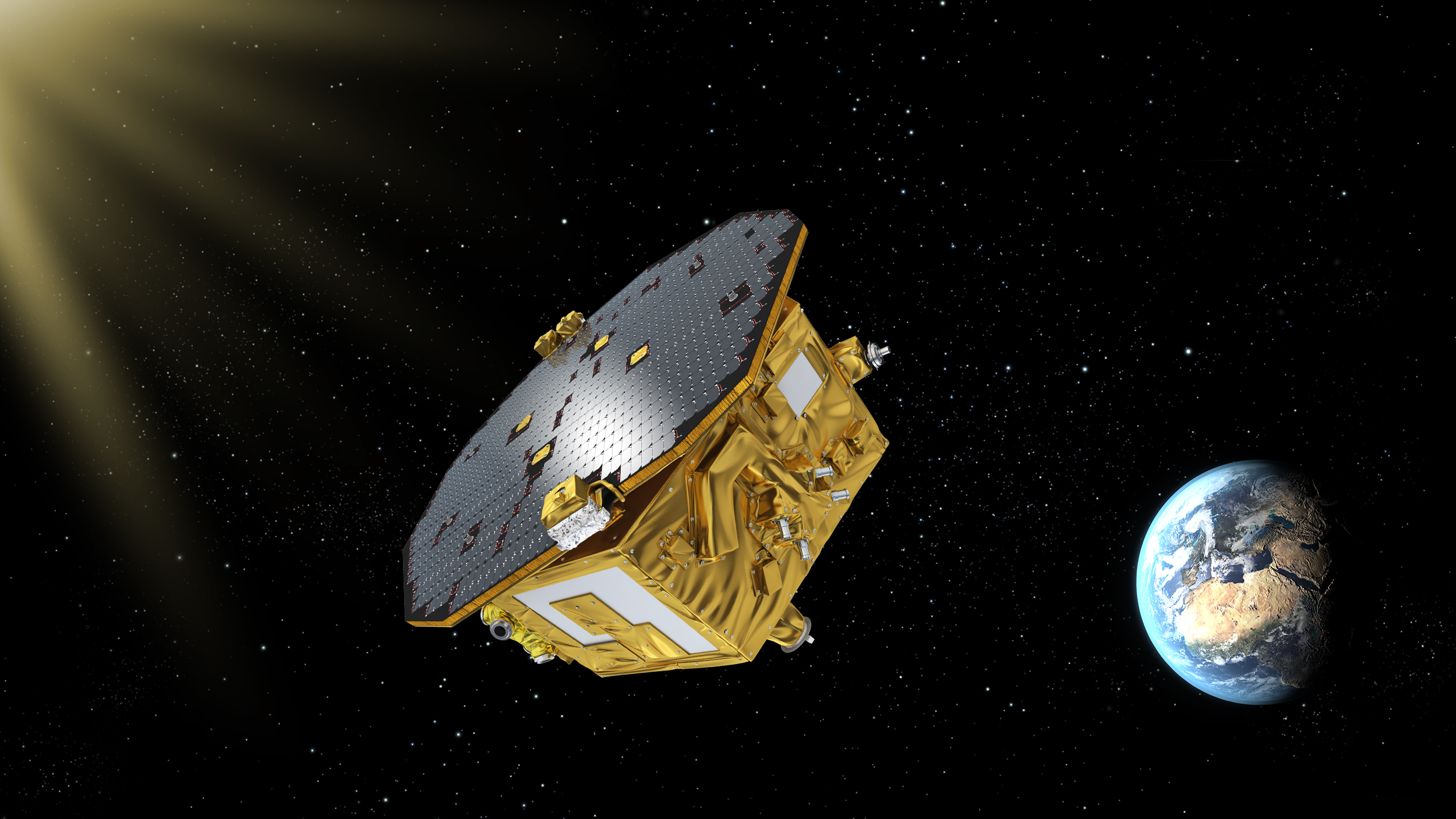 Artist's depiction of LISA Pathfinder in space