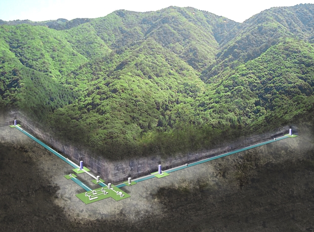 Artist's depiction of KAGRA under the earth